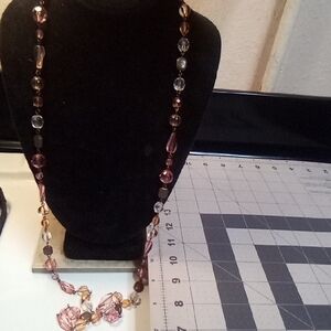 Vintage Pink and Gold Beaded Necklace